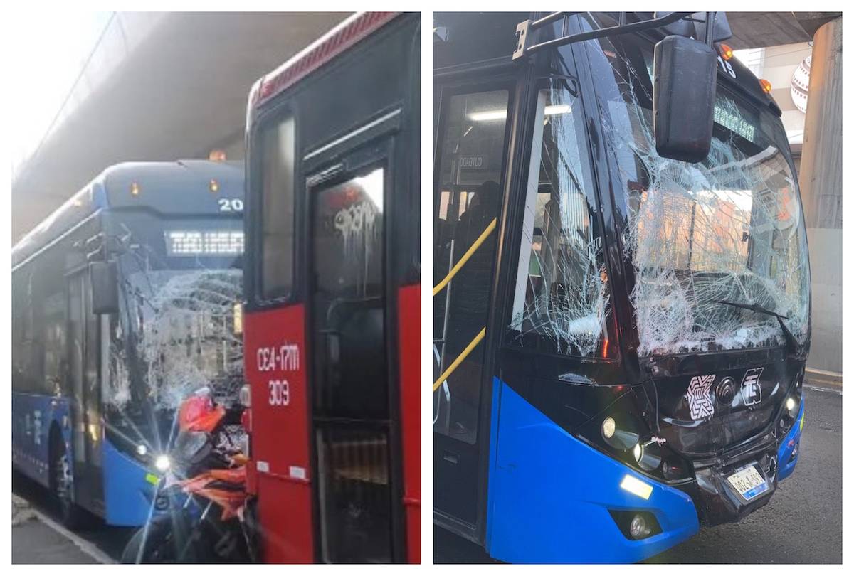 Tres personas resultan lesionadas por choque entre Trolebús y Metrobús en Cuauhtémoc