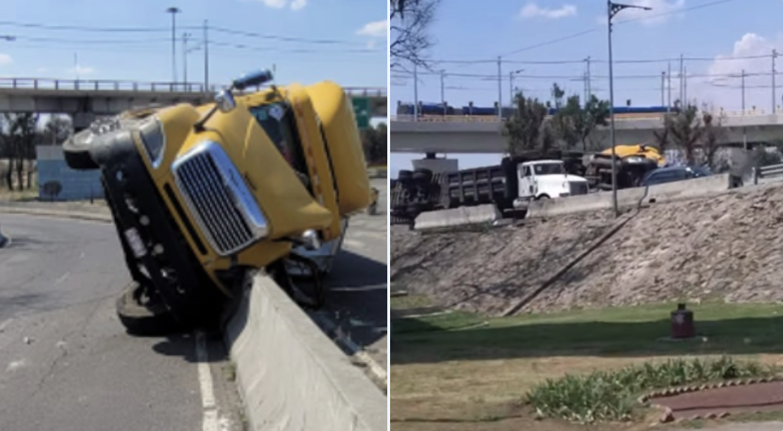 Volcadura de tráiler provoca caos vial en Iztapalapa