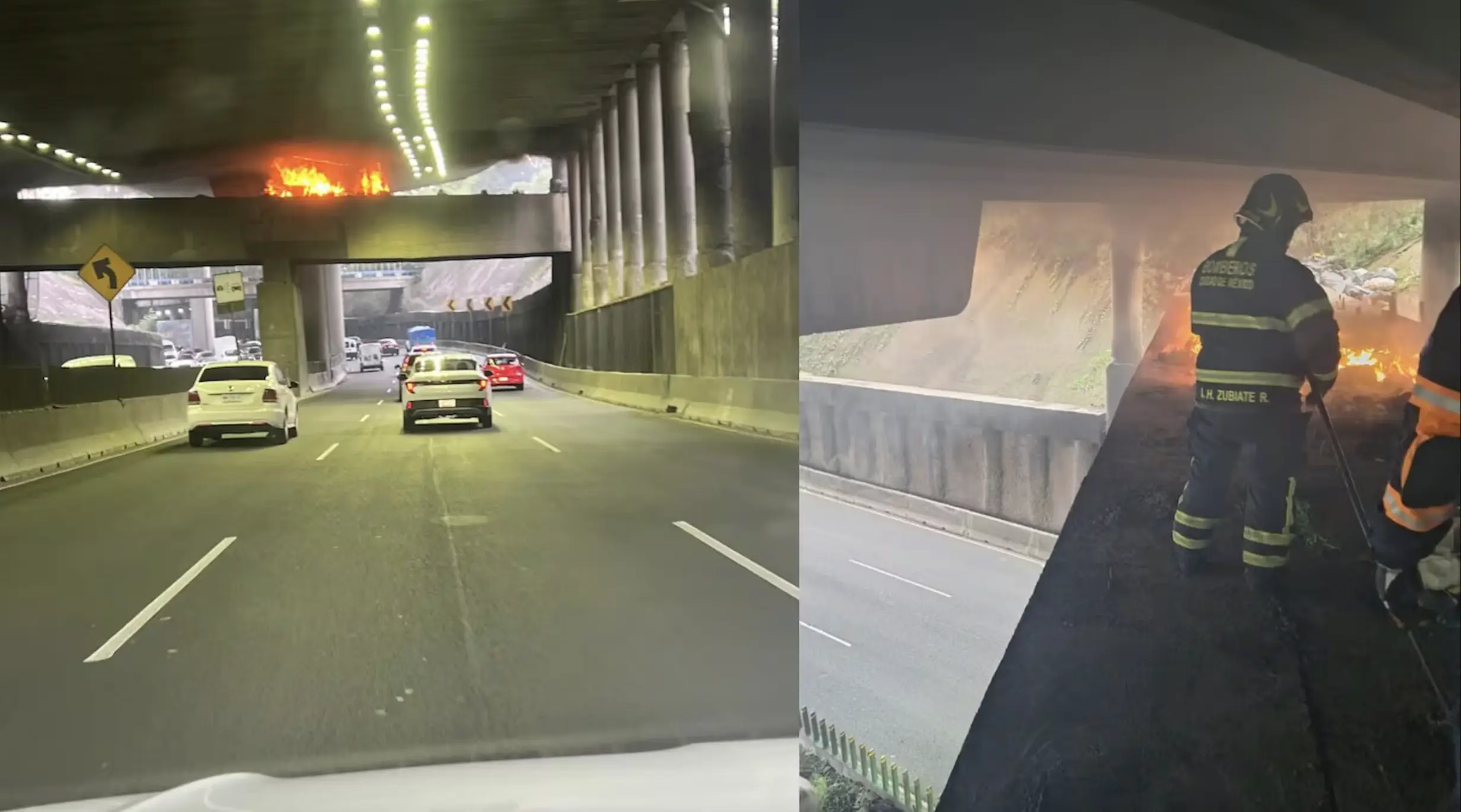 Incendio en bajo puente de Periférico y Chapultepec provoca afectaciones viales