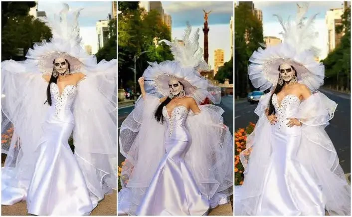Maribel Guardia deslumbra en Paseo de la Reforma con atuendo de Catrina