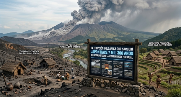 La erupción volcánica que sacudió Japón hace 7 mil 300 años no destruyó todas las comunidades por igual