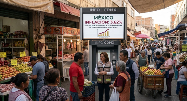 Inflación en México sube a 3.62% y electricidad y transporte aéreo encarecen la primera quincena de octubre