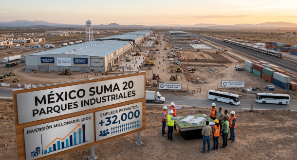 México suma 20 parques industriales con inversión millonaria y más de 32 mil empleos previstos