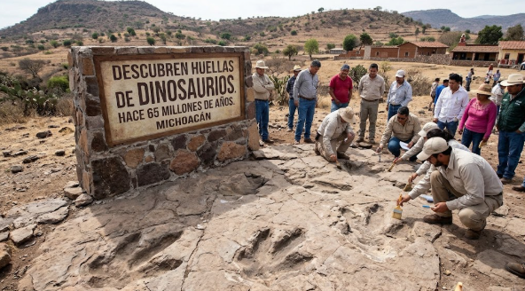 Descubren huellas de dinosaurios de hace 65 millones de años en Michoacán