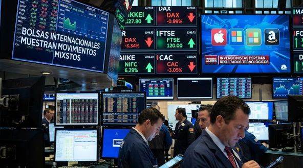 Las bolsas internacionales muestran movimientos mixtos mientras los inversionistas esperan resultados tecnológicos